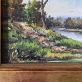 Paintings during HSP "Animated landscapes / river" signed Lefranc + frame XX°