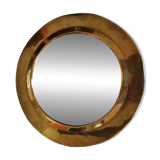 Pretty round mirror in brass and quilted glass