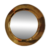 Pretty round mirror in brass and quilted glass