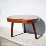 Wood coffee table, tripod table, thick wood table, living room table, brutalist, design, furniture