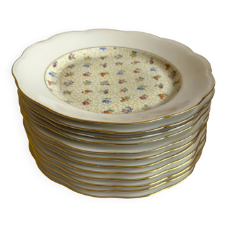 Service of 23 large flat porcelain plates SFP Société Française de Porcelaine
