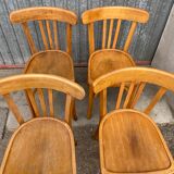 4 chairs bistro Baumann curved wood 1960