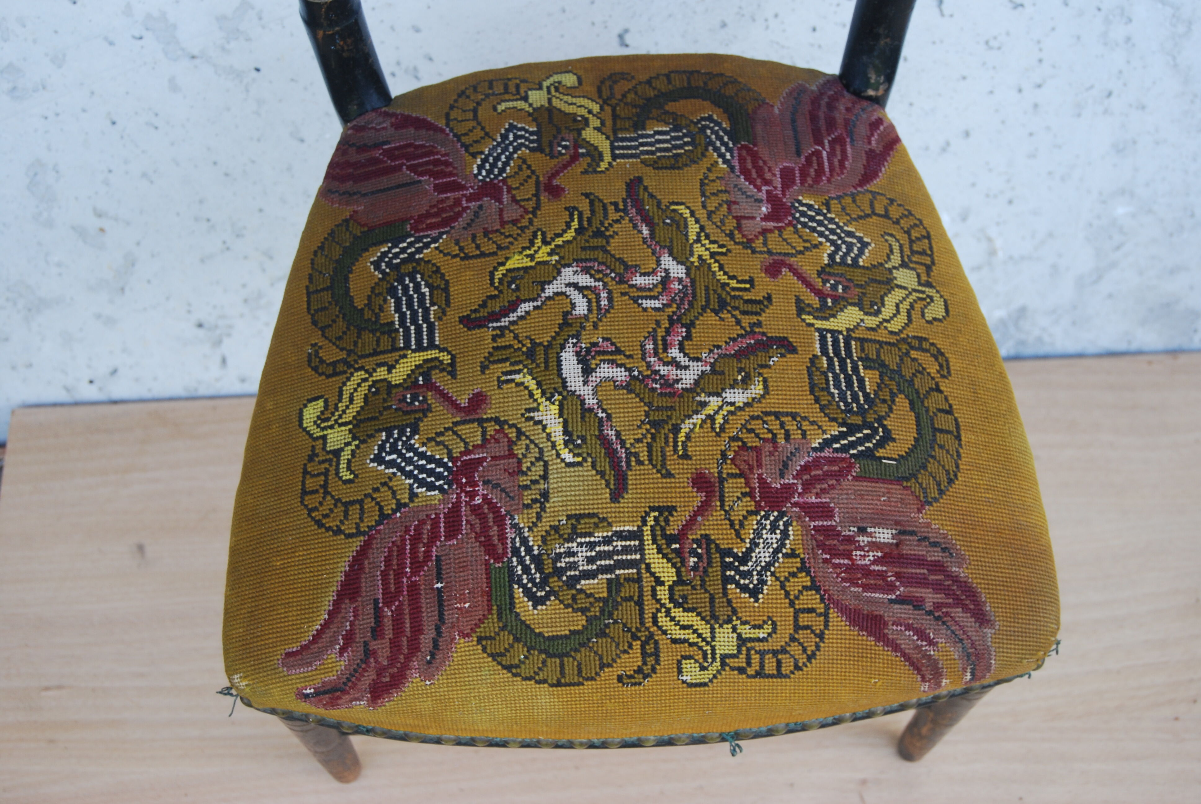 Napoleon III chair in blackened wood and golden fillets 19th.