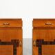 Set of Two Geometric Art Deco Wooden Nightstands, Italy 1920s