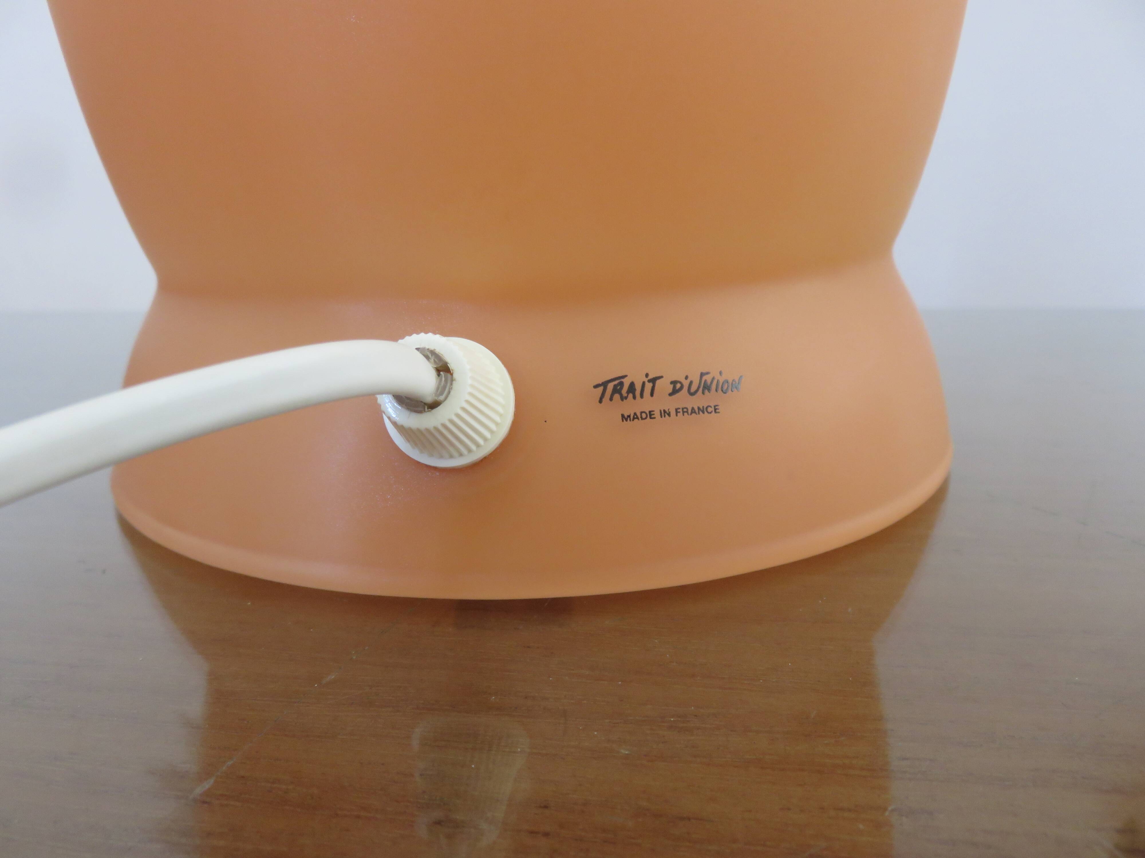 Mushroom lamp in pale orange opaline from the 70s