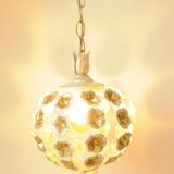 Flower ball chandelier - vintage floral pendant light in gold metal