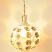 Flower ball chandelier - vintage floral pendant light in gold metal