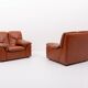 1970’s Vintage Italian design cognac leather lounge chairs