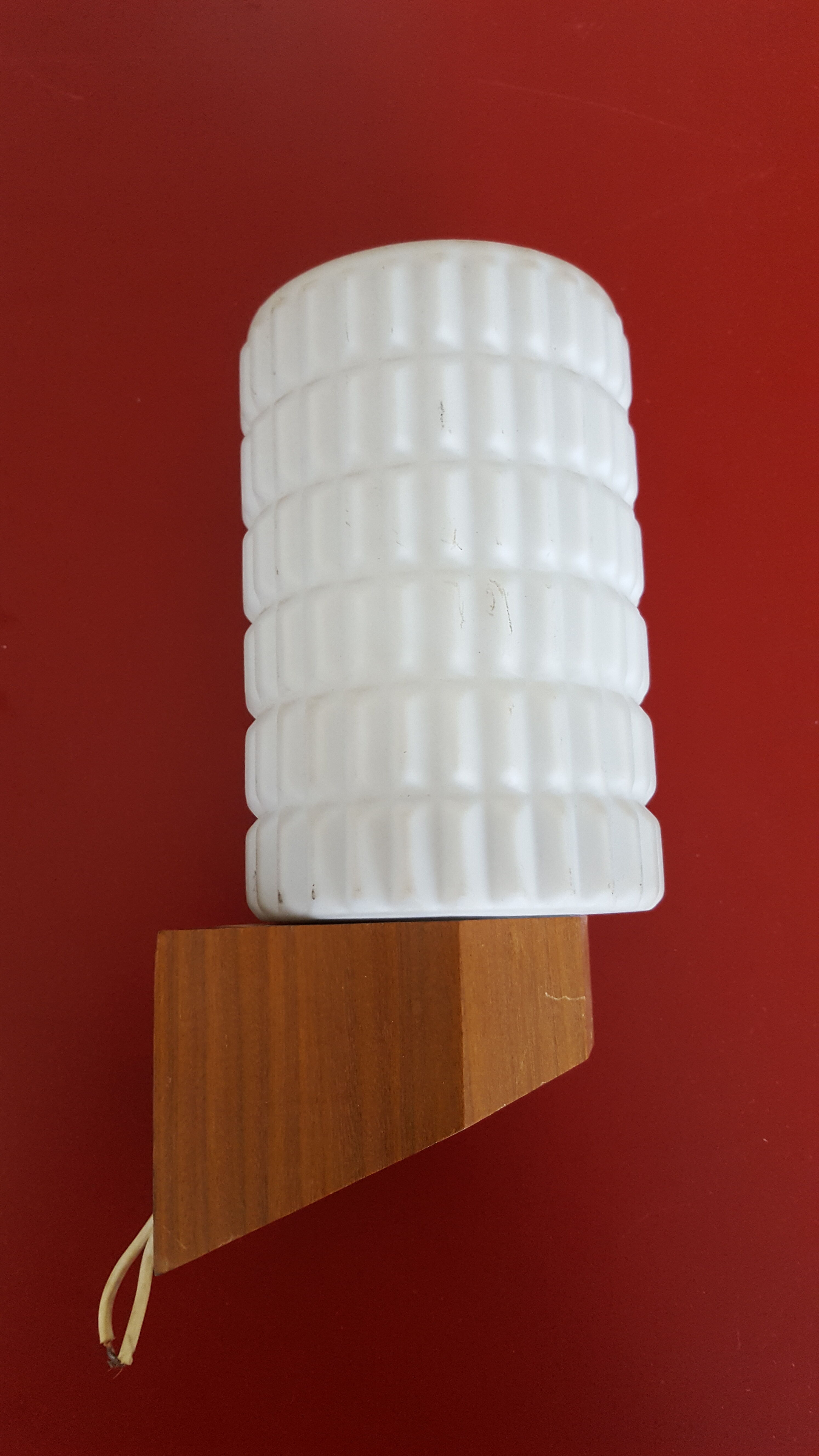 Wall light vintage teak philips opaline