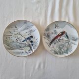 Pair of vintage Franklin Japanese hand-painted porcelain plates