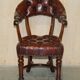 Chesterfield captain's armchair William IV in restored leather with hardwood.