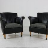 Set of two Danish design leather club chairs