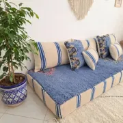 Handwoven Moroccan floor sofa set with Berber wool.