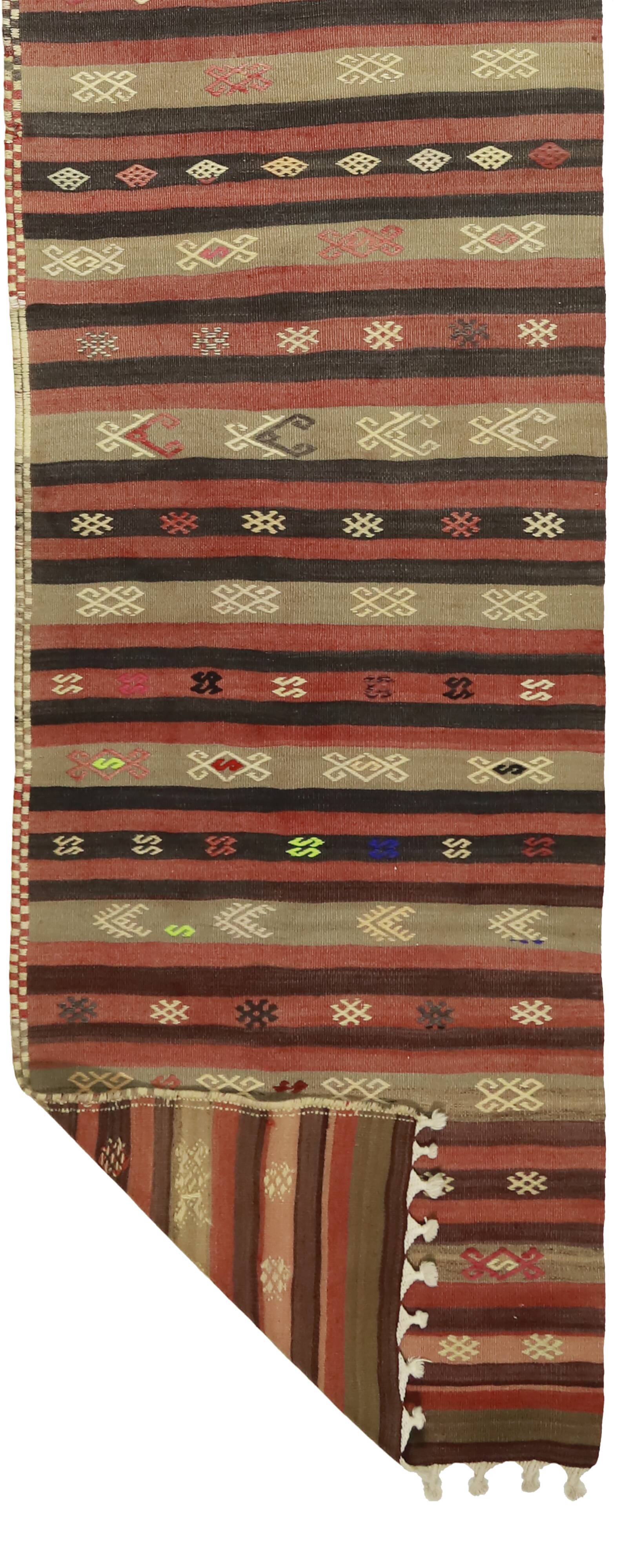Anatolian handmade kilim rug 416 cm x 80 cm