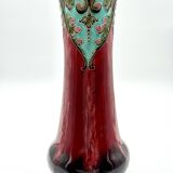 Art Deco Vase Thulin – Turquoise & Amber Ceramic – Relief No. 239/721