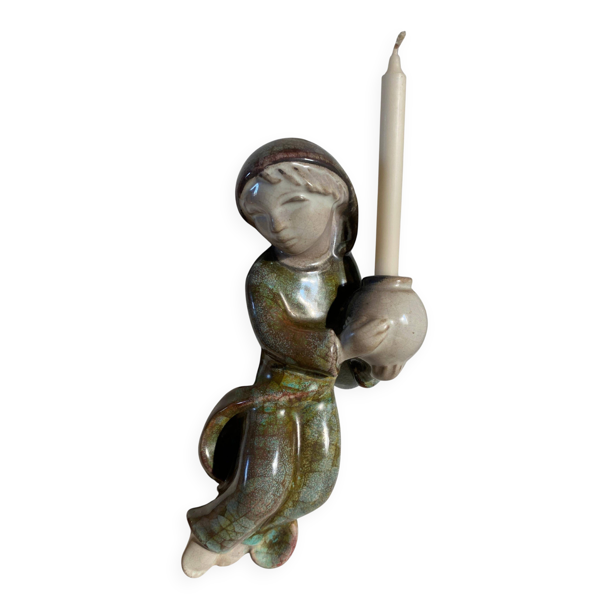 Stoneware Sconce with Boy Motif by Marianne Starck for Michael Andersen & Son