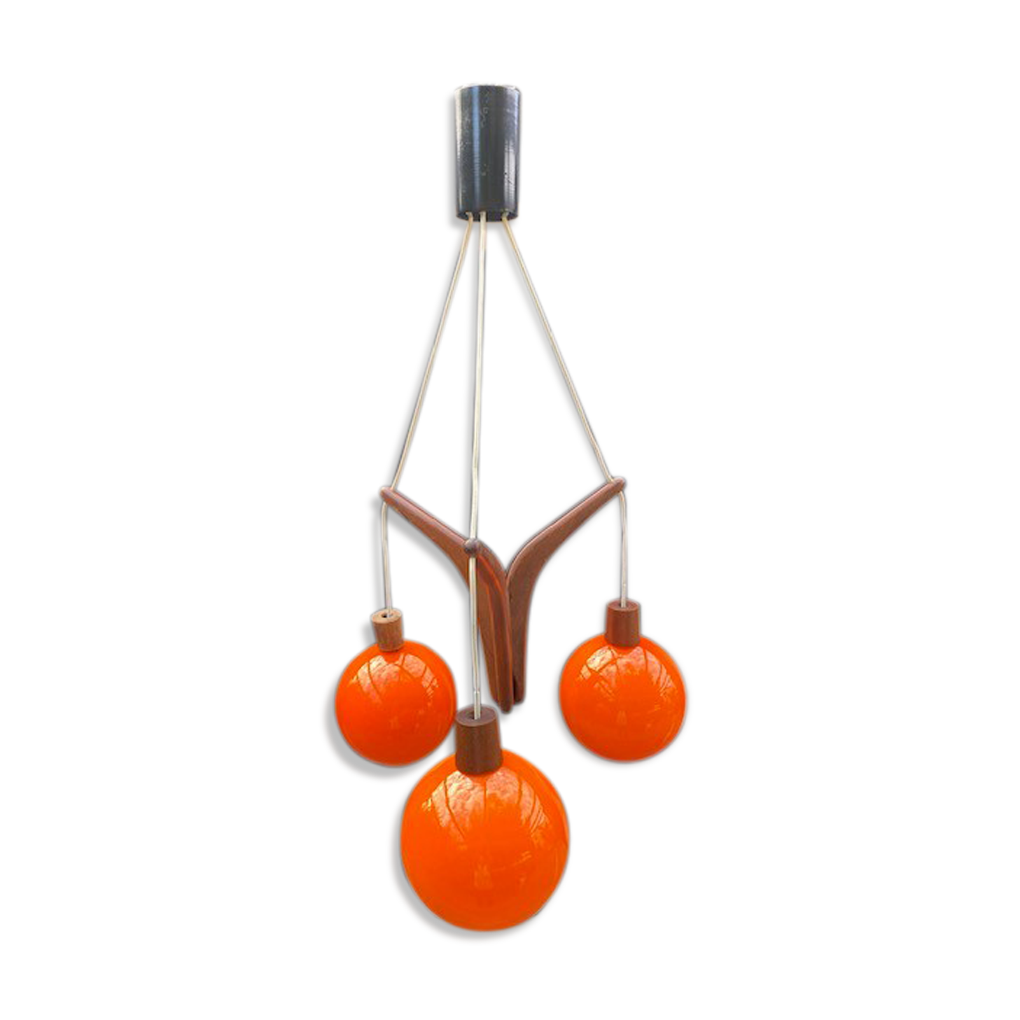 Scandinavian Rispal teak chandelier 1960