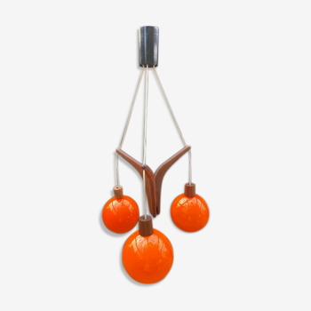 Scandinavian Rispal teak chandelier 1960