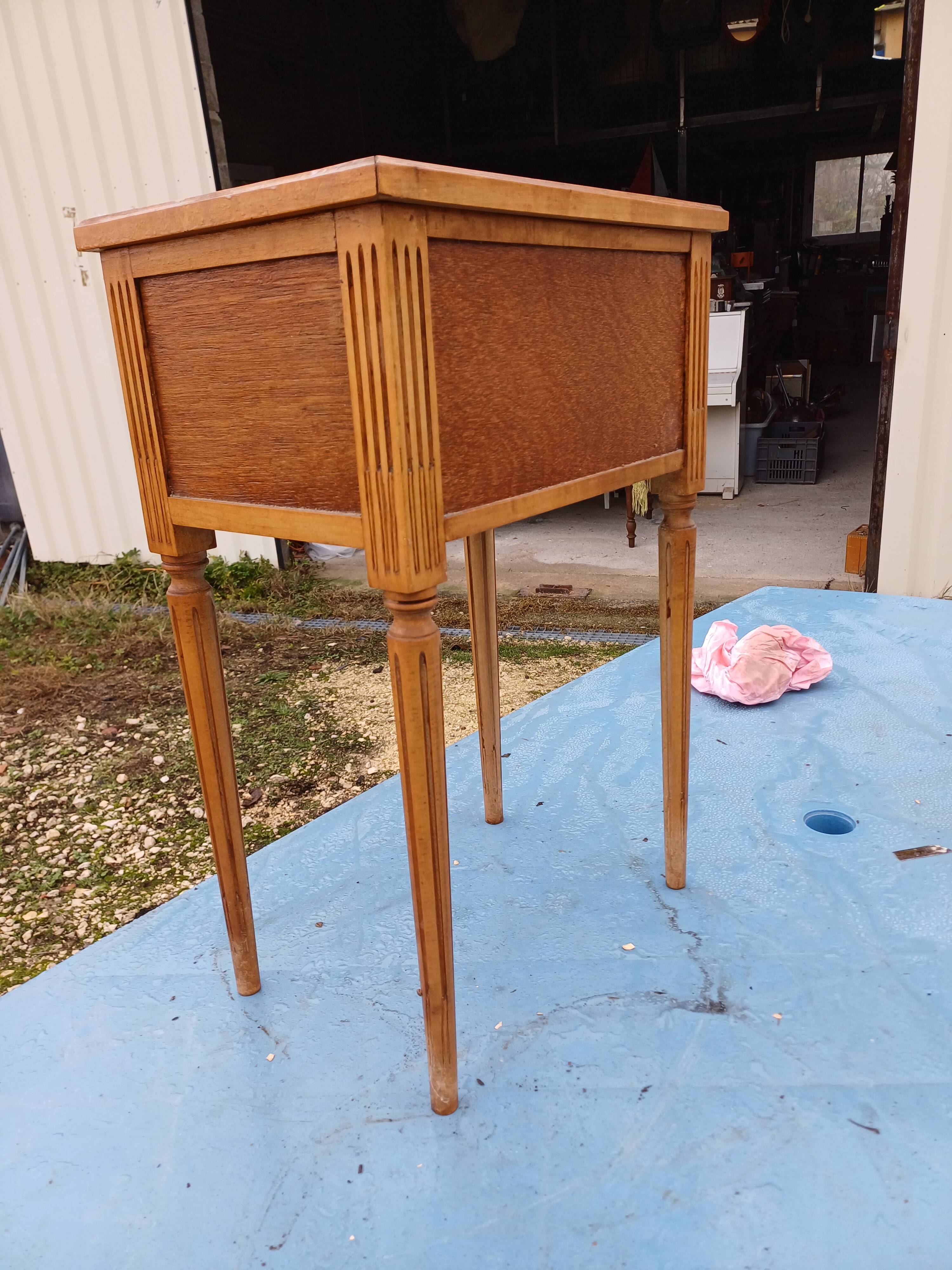 Nightstand 2 drawers walnut oak and burl walnut