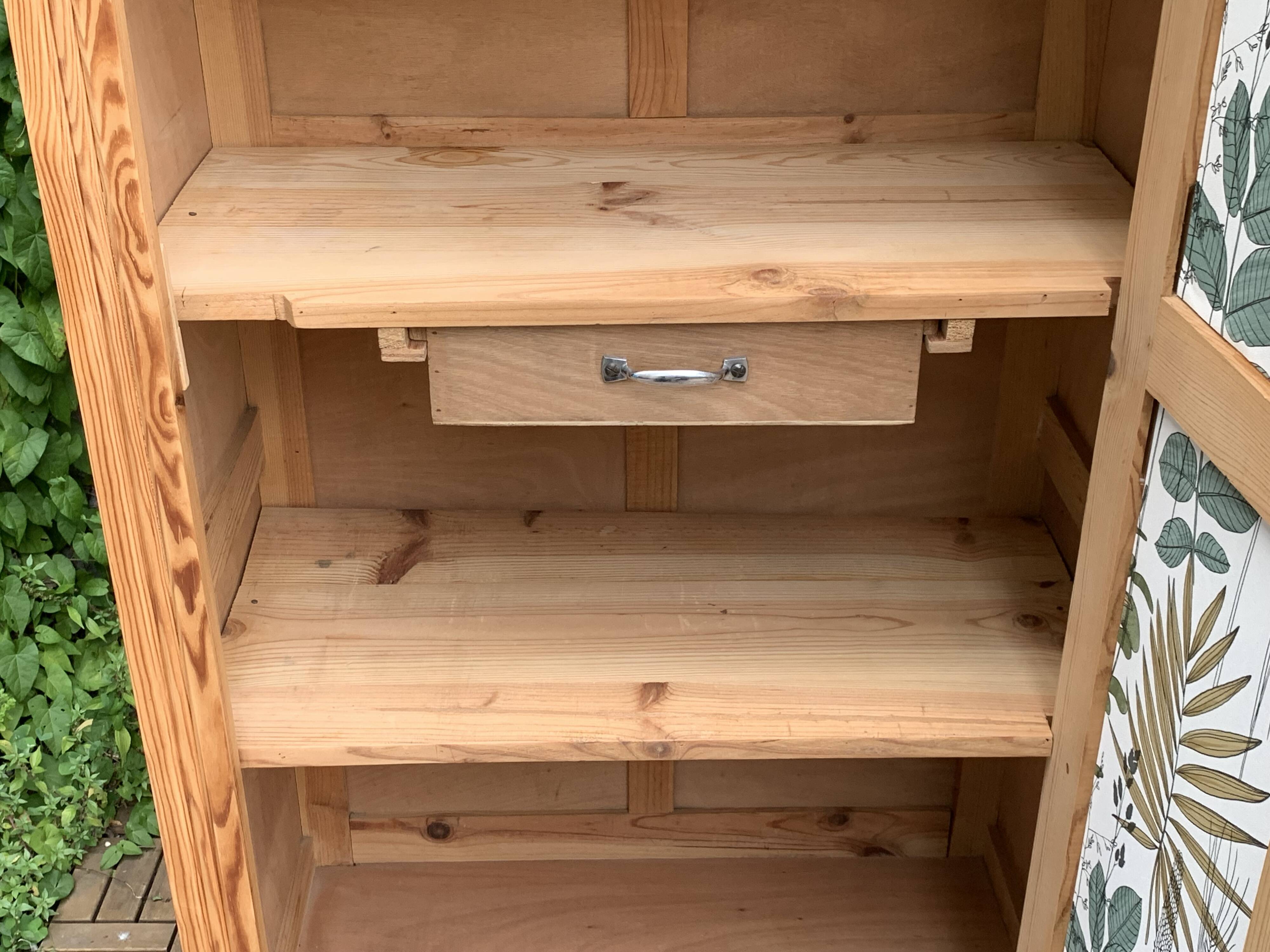 Parisian bonnet wardrobe, raw wood, 1950s