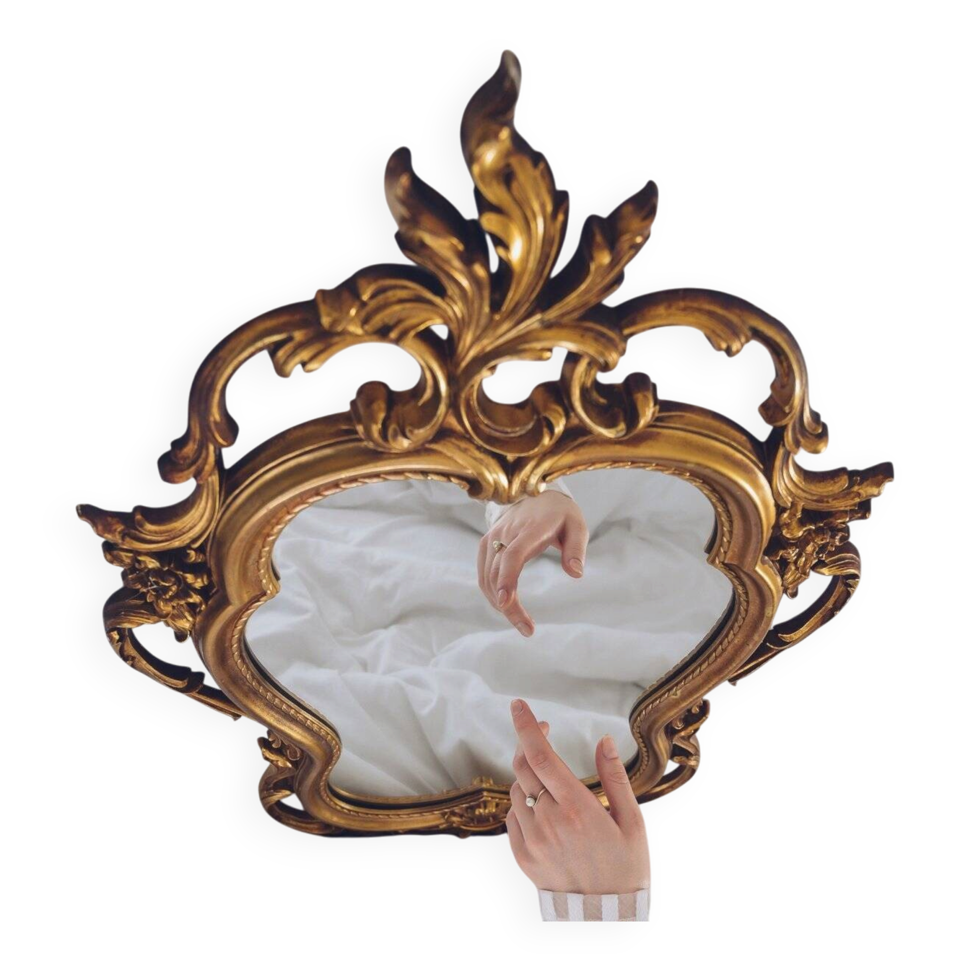 Miroir mural en or de style Hollywood Regency, USA