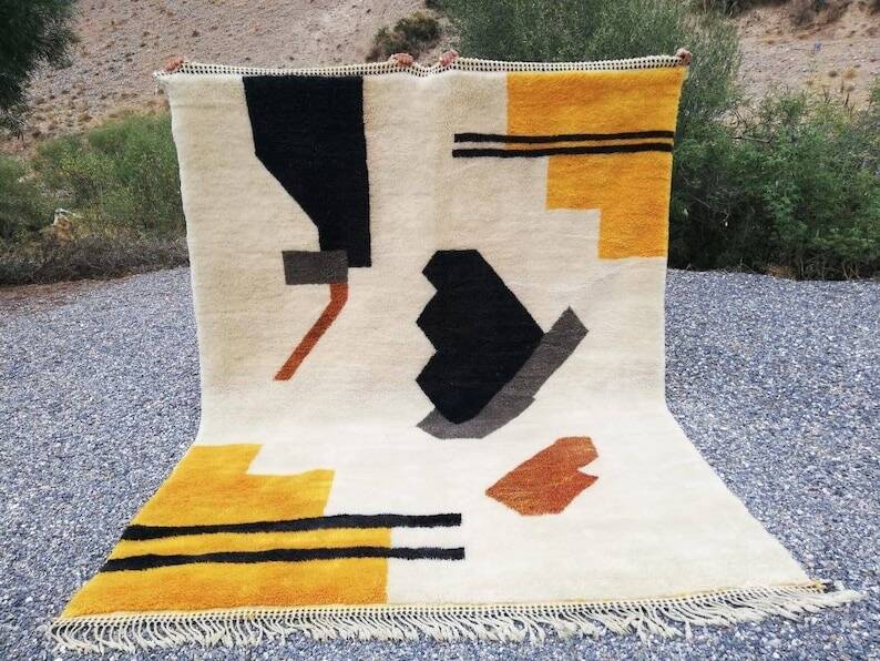 Tapis beni mrirt fait main grande taille 200 x 300 cm