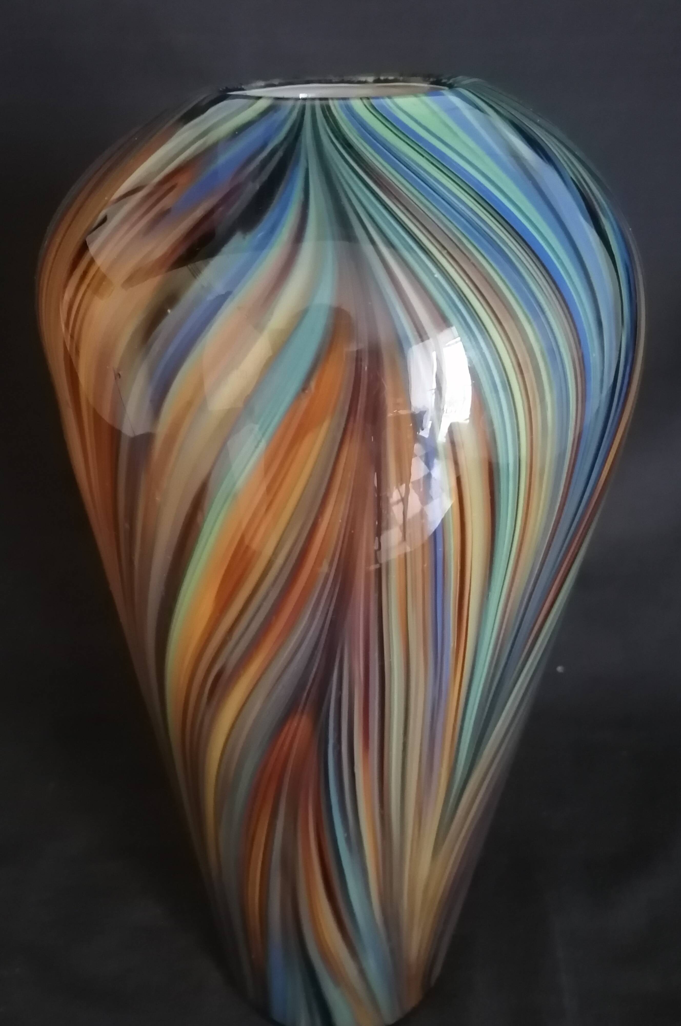 Grand vase balustre en verre de Murano, h - 30 cm.