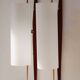 Modernist adjustable wall lights in teak and brass – 1950