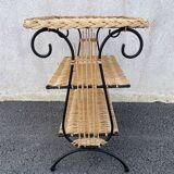 Wicker lyre side table
