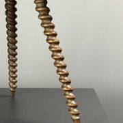 Midcentury wood turned barley twist side table with cork screw legs 1950s