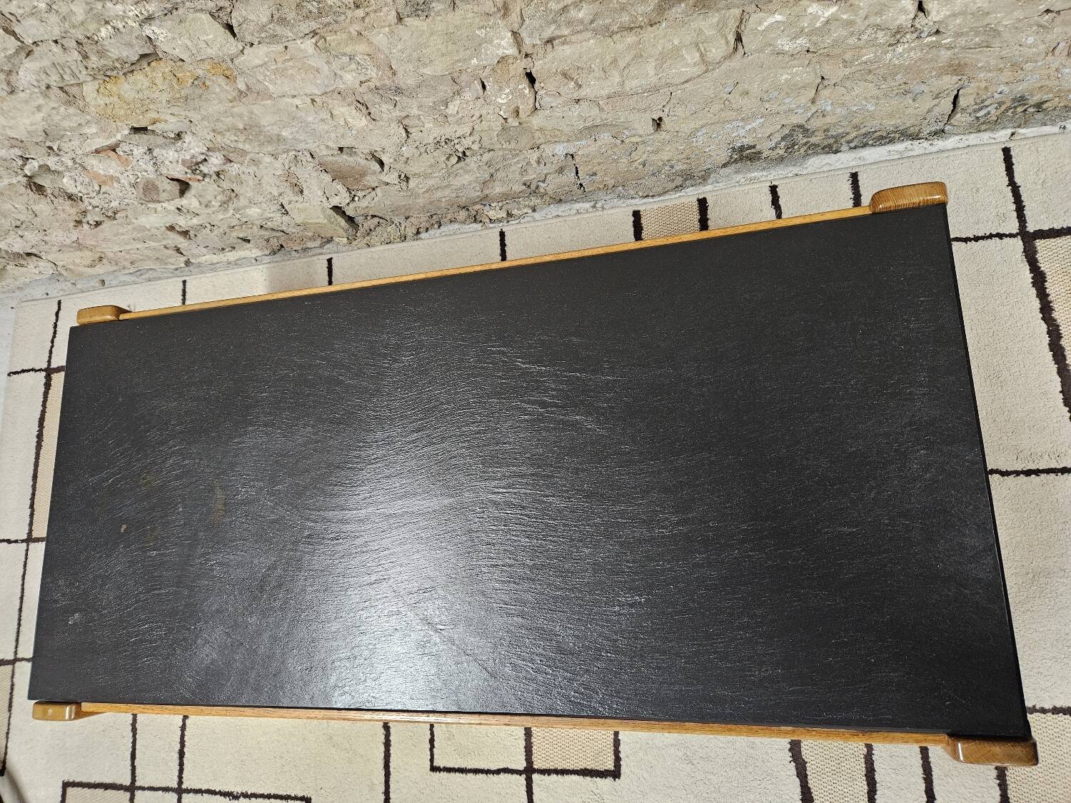 Vintage coffee table 1970" slate wood