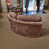 Vintage corner sofa and its pouffe