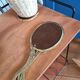 Old bronze mirror by hand, art deco woman's nude