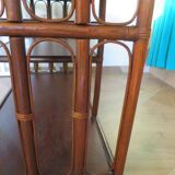 Retro-Side table-vinyl furniture-wood, rattan and bamboo-80s