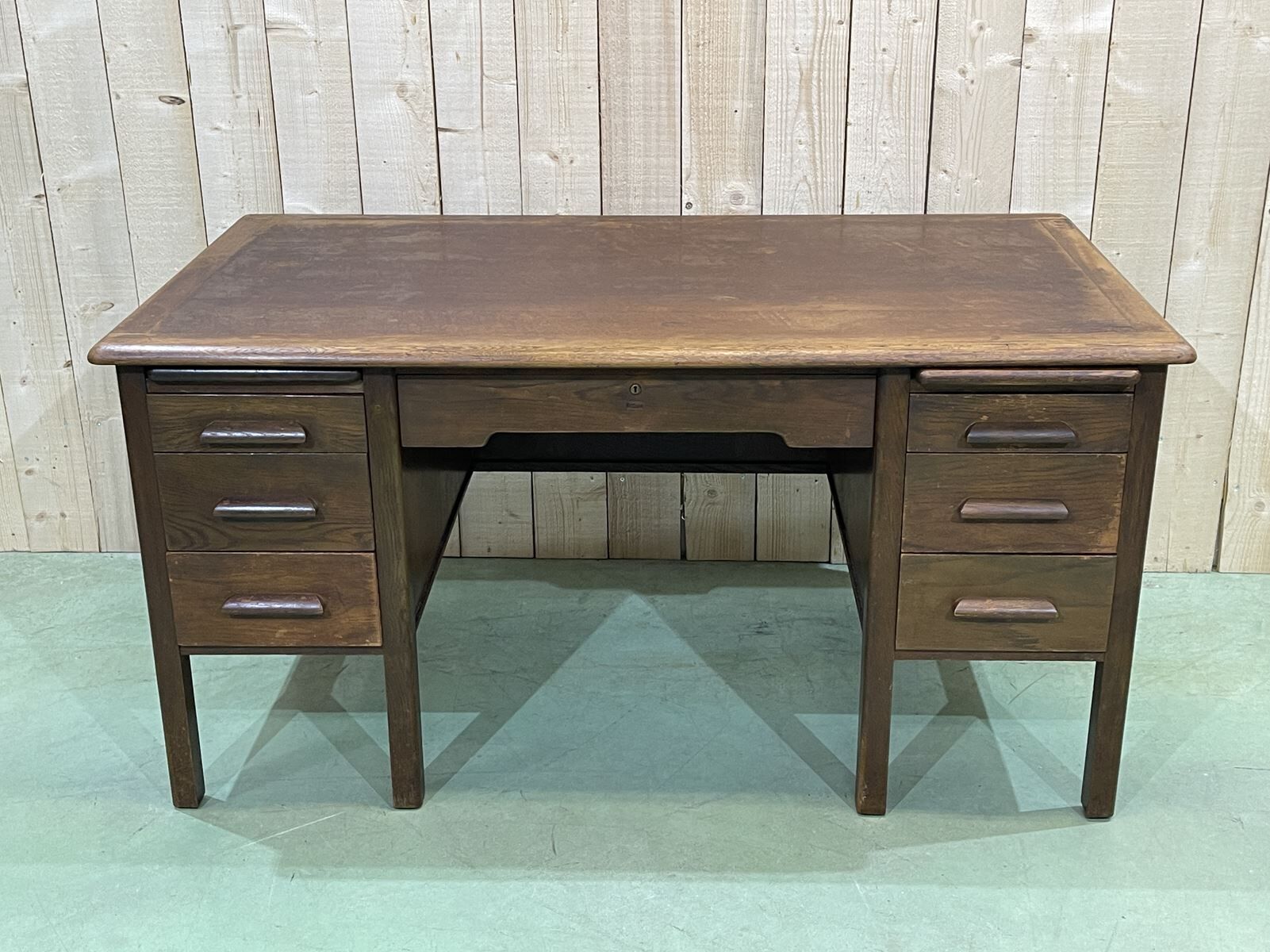 60s English flat desk in oak