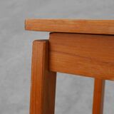 Vintage side table in pine wood tiled with mosaic, Belgium 1950s