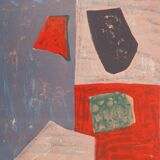 Serge poliakoff: pink and red composition - original lithograph