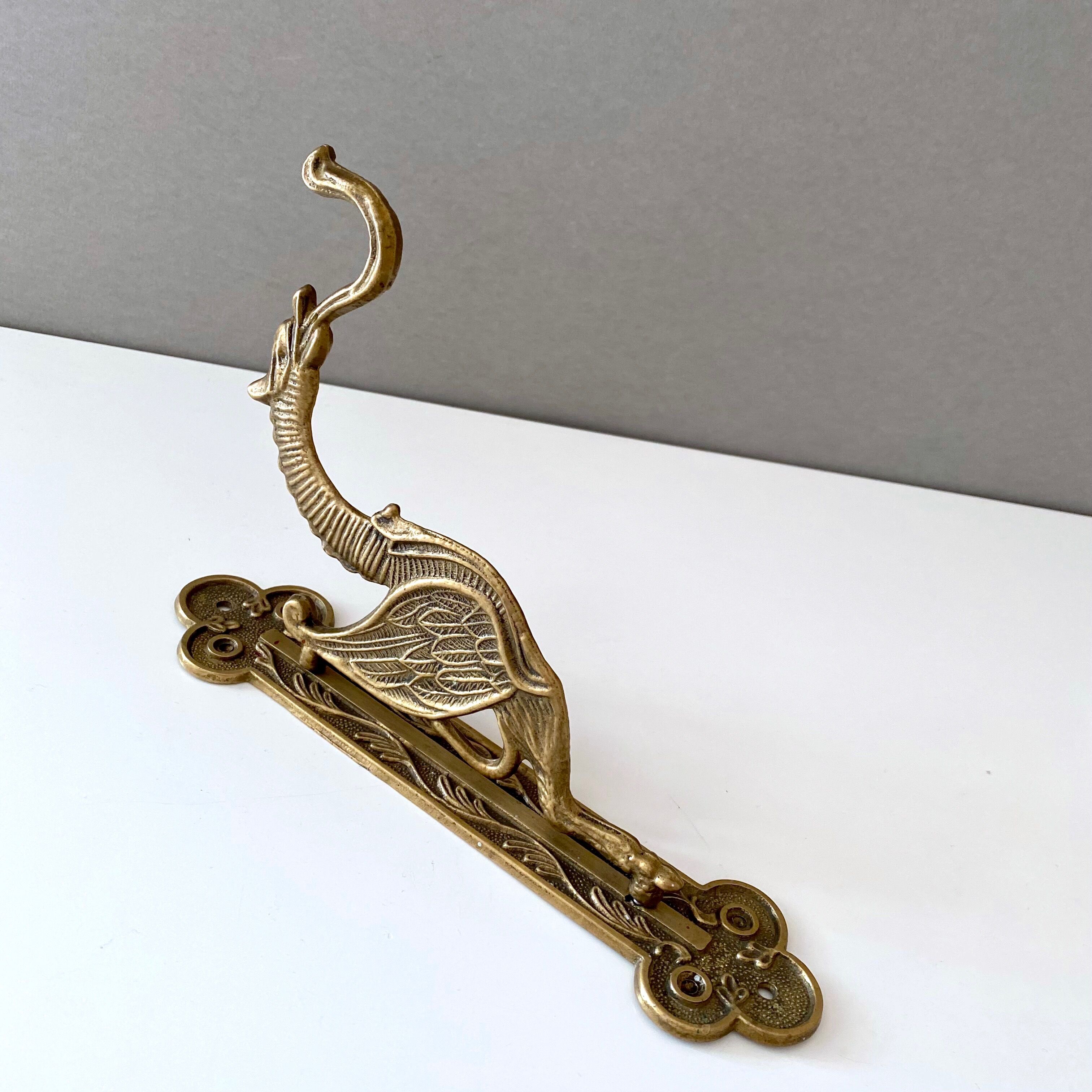 Vintage coat hook, brass wall hook dragon head