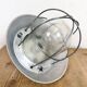Grey Industrial Aluminium Cage Pendant Lamp with Frosted Glass, 1970s