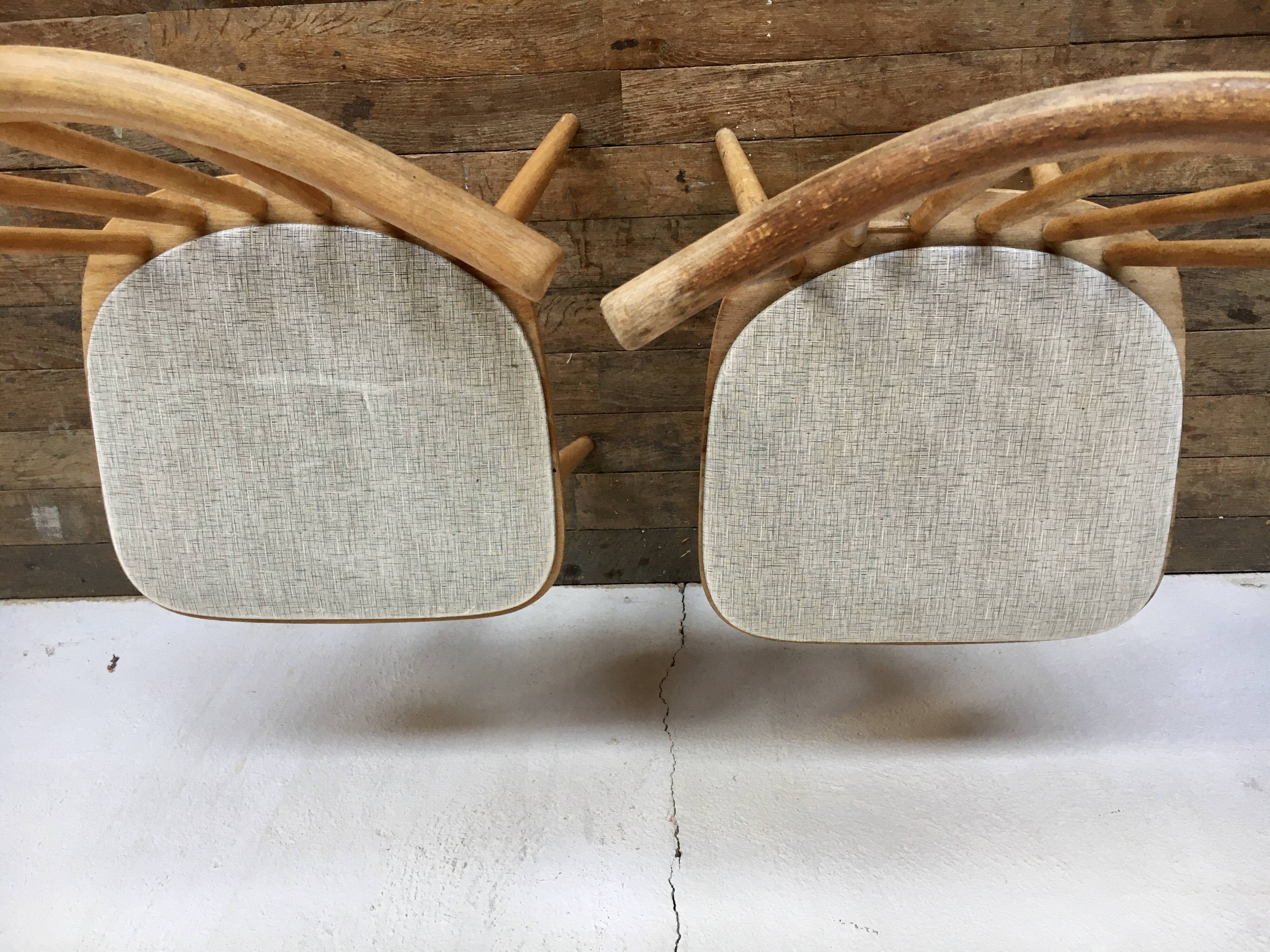 Pair of vintage white leatherette bistro chairs from the 1960s