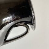 Vase néo classique en terre vernissée de Biot noire 1960