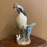 Houdan hen and her baby in barbotine by Paul Comolera
