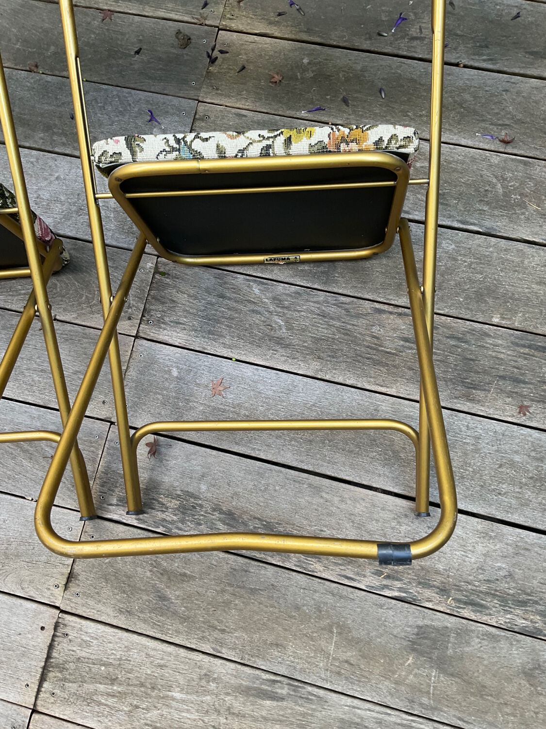 2 vintage Lafuma Chantazur folding chairs