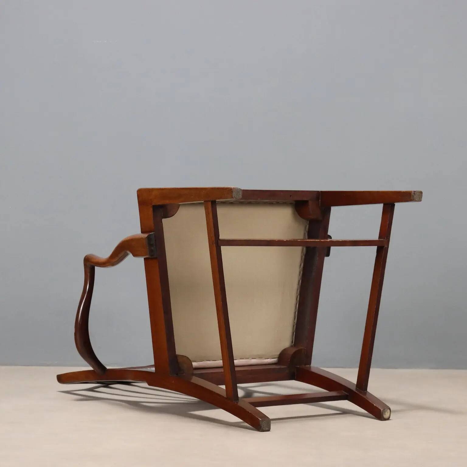 Fauteuil ancien style Regency en acajou et tissu, Angleterre, XIXe siècle