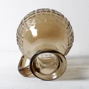 Italian Smoked Glass Jug / Embossed Floral Brown Pitcher / Mid-century Jug