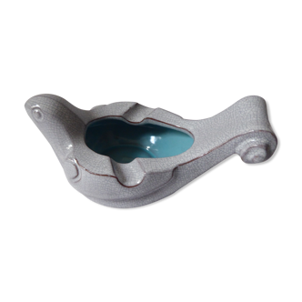 Cracked enamelled terracotta dove ashtray