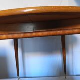 Round table with 2 extensions in light oak from the 1950s