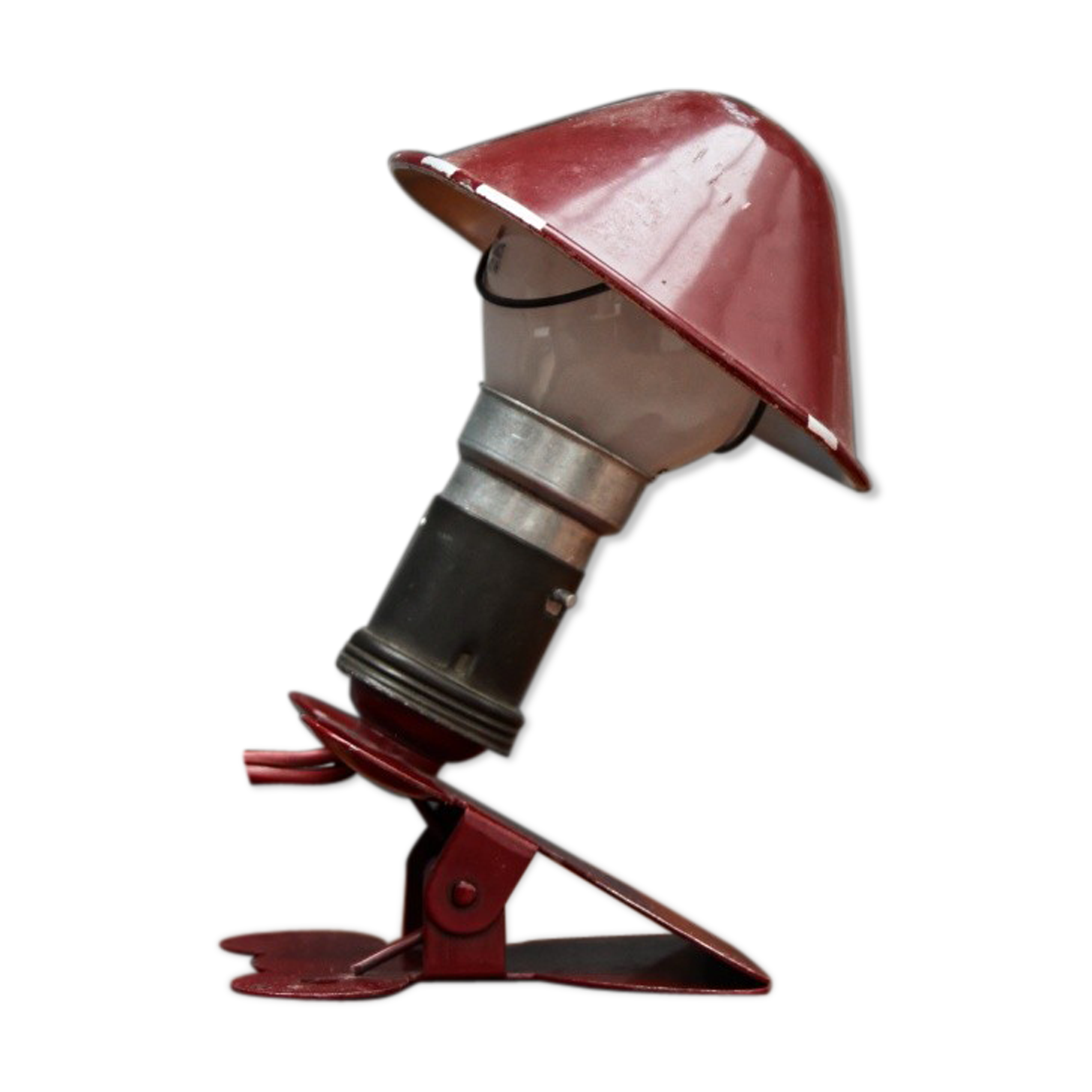 Red mushroom vintage clamp lamp