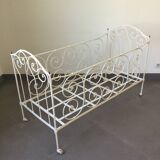 White wrought iron folding bed