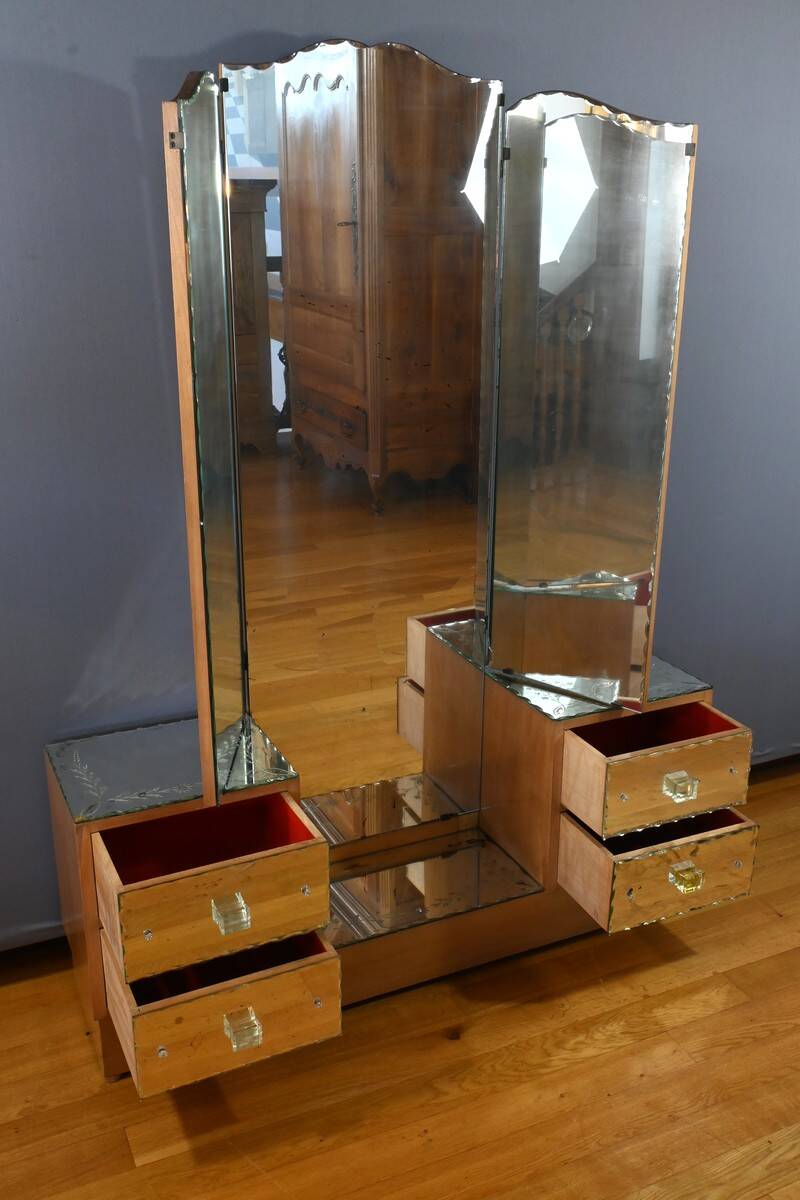 Fruitwood glass dressing table – 1950